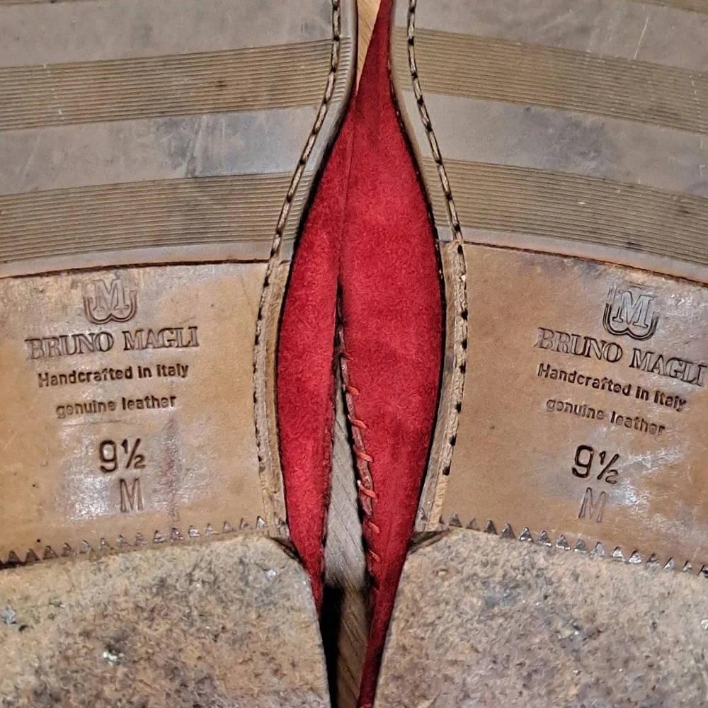 Mens Size 9.5 Red Suede Horsebit Bruno Magli Red Loafers READ